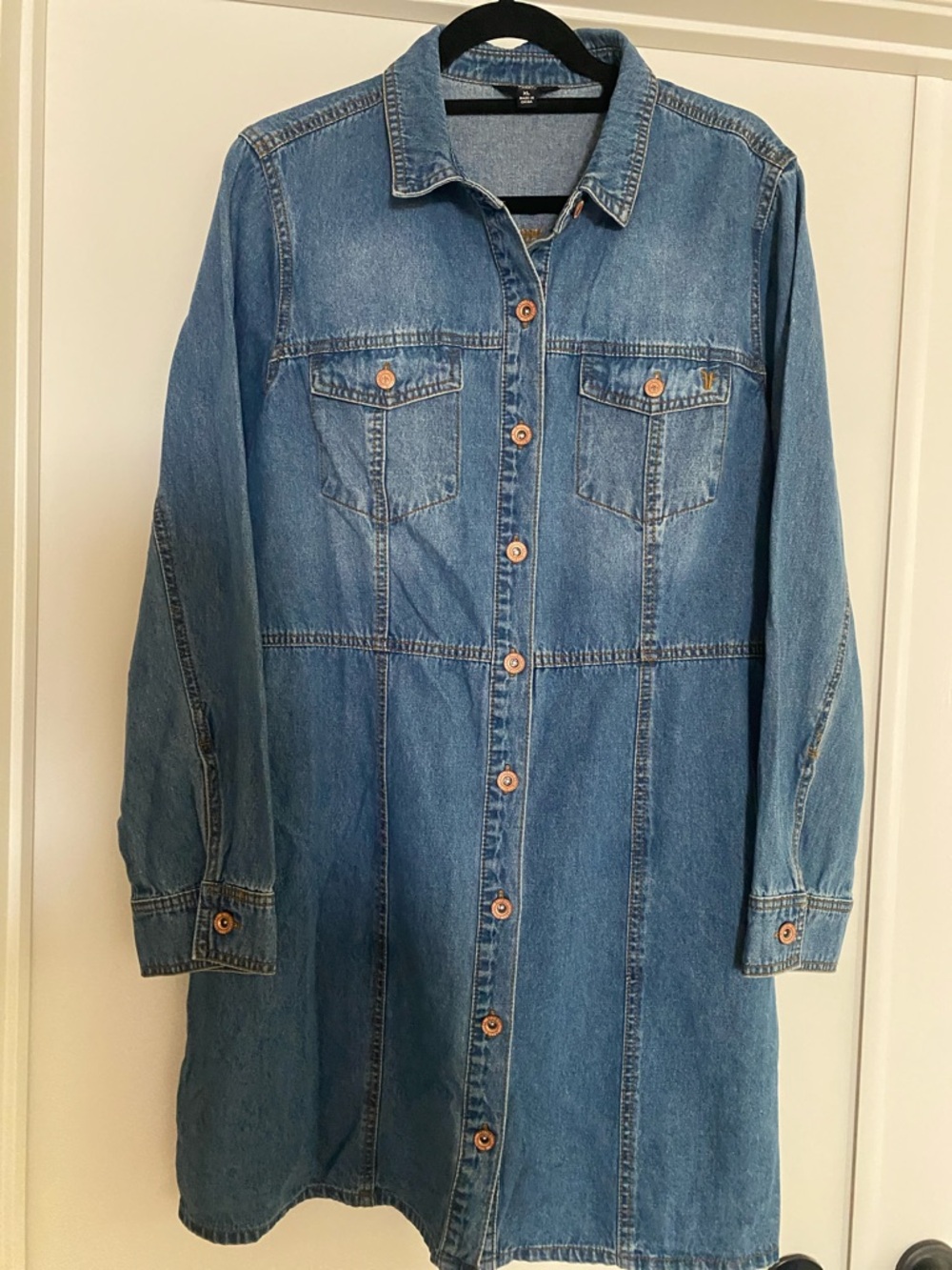 Frye Blue Denim Button-Front Jacket Dress